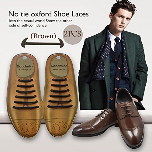 New No Tie Shoe Laces For Dress Shoes Silicone Elastic Shoe Strings Oxford Shoe Laces(Brown)