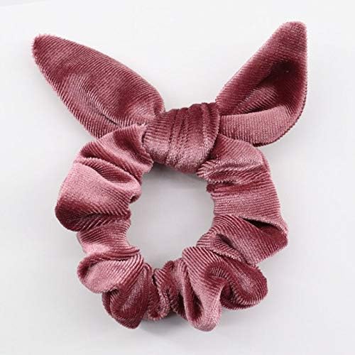 ビロードうさぎ耳ヘアーシュシュウサギの耳毛の弓ネクタイ弾性女の子 女性ポニーテール