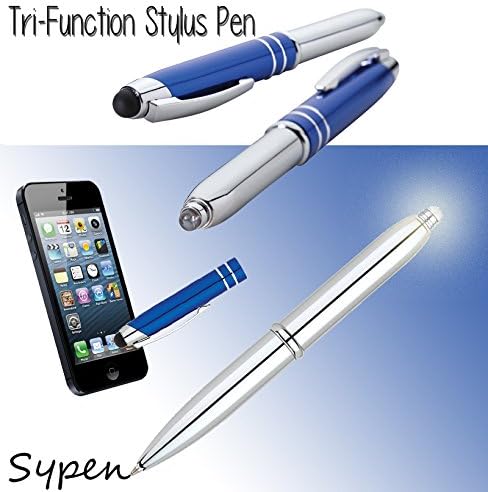 Tri-Function Capacitive Stylus Styli Flashlight Ballpoint Pen for Touchscreen, iPhone, Tablets (Blue)