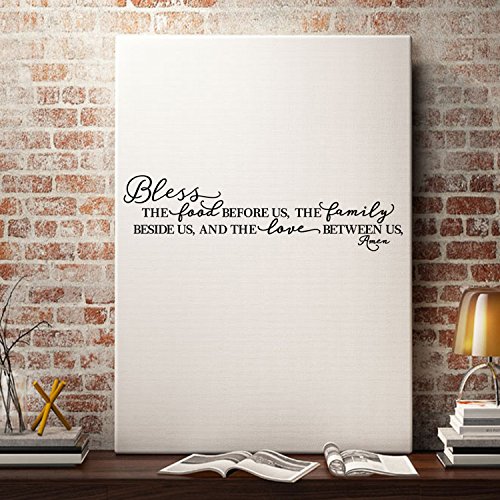 Kitchen Wall Stickers Home Decor, Dining & Cooking Quote Decal Heart Removable Vinyl Art Decoration (Bless The Food Before Us, The Family Beside Us, And The Love Between Us, Amen) Design 2 - Thumbnail 2