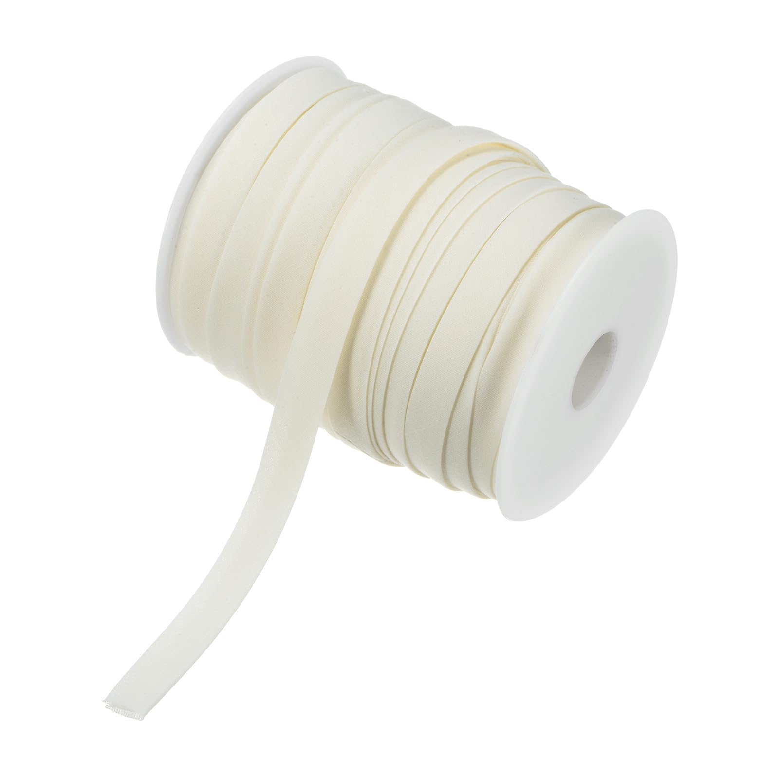 M METERXITY Double Fold Bias Tape 1/2 Inch 55 Yards Cotton Bias Binding Tape Bulk Double Fold Bias Tape for Sewing/Seaming Hemming/Binding//Quilting/DIY Craft [Beige White]