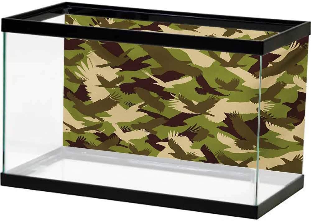 SLLART Reptile Aquarium Background Camo,Eagle Silhouettes Flying Open Wings Falcon Hawk Armed Forces Theme,Army Green Dark Brown Cream Non-Toxic