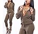 Women's Stylish Long Sleeve Zipper Turn Down Collar Capri Pant Jumpsuit Overalls
