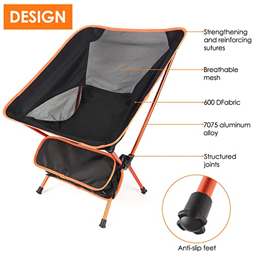 Diealles Shine Folding Camping Chair, Portable Ultralight Folding Chair with Carry Bag, Camping Chairs for Outdoors, Garden, Beach, Fishing, Picnic, Travel, Black
