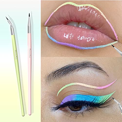 Eyebrow Brush 4 Pcs Ultra-Thin Eyeliner Brush Eyeshadow Brush Set Angled Eyeliner Brush Fine Point Brush Precision Eye All Over Shader, Tapered Soft Blender Eyebrow Brush Eye Makeup Brushes