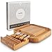 VonShef Oval Slide OBamboo Cheese Board and 4 Piece Knife Set