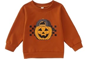 KEKEMI Halloween Sweatshirt for Toddler Boys Pumpkin Dude Sweatshirts Spooky Season Outfit Retro Long Sleeve Shirt Fall Tops
