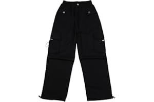 Girl's Cargo Parachute Pants 2025 Trendy Elastic High Waisted Wide Leg Sweatpants with Multi Pockets Comfy Versatile Joggers