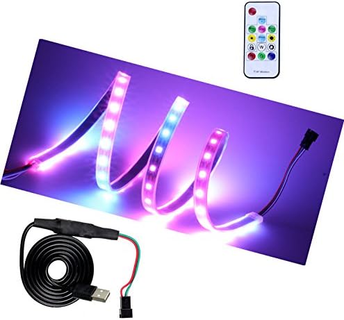 INVOLT WS2812B LED Strip Lights, Dynamic RGB LED Light Strip USB 5V TV Backlight Bias Lighting 2812 IC SMD 5050 Flexible Neon Tape with RF Remote for Christmas HDTV, Desktop, Monitors (3.28 Ft)