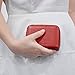 SHANSHUI Credit Card Holder, RFID Blocking Primely Genuine Leather Coin Purse Wallet,Twin Golden Metal Zippers Sectioned Concertina Gift Boxed for Mother's Gift (Red)