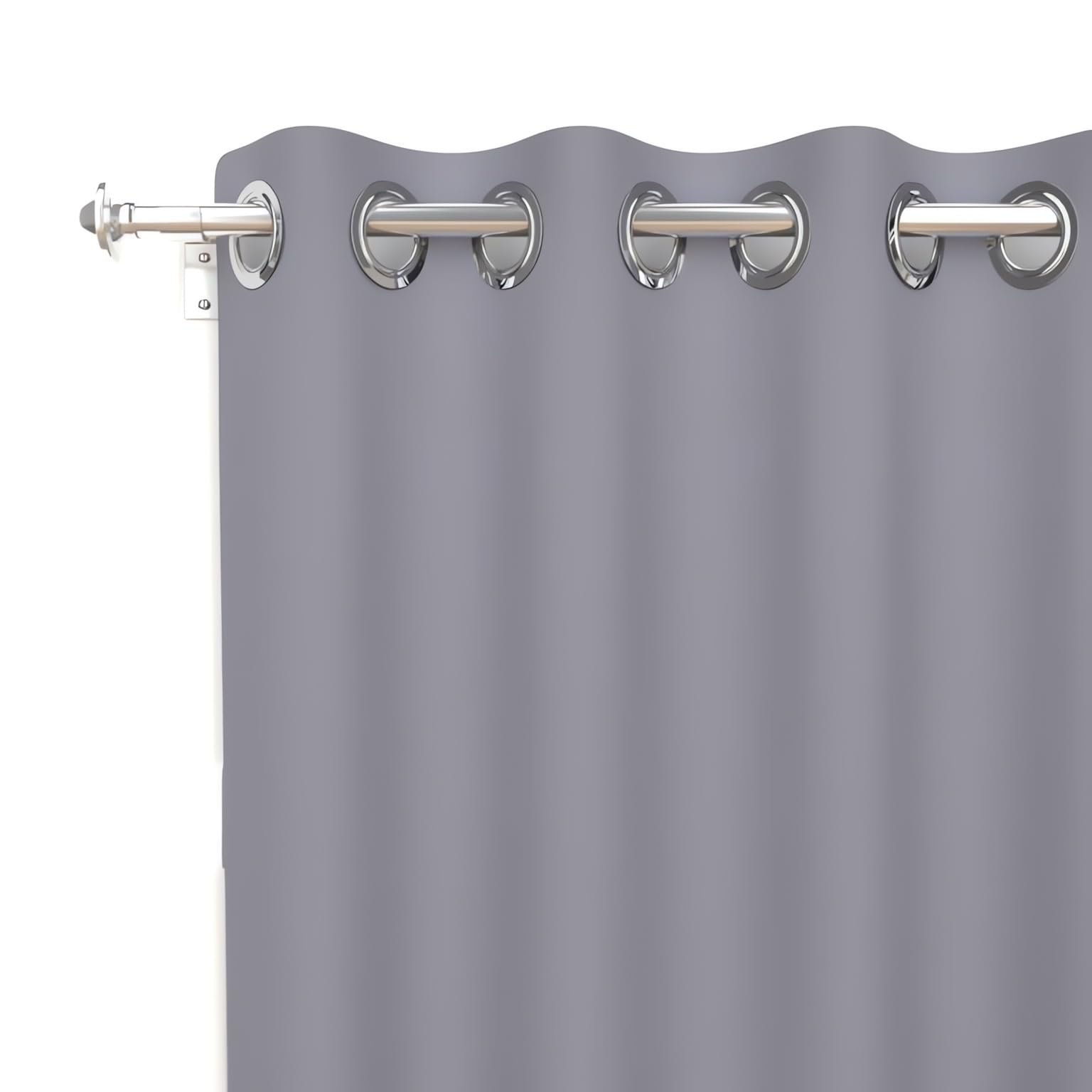 Soleil d'ocre 032230 Alix Plain Curtain with Eyelets - Polyester 140 x 180 cm, gray, 140 x 180 cm