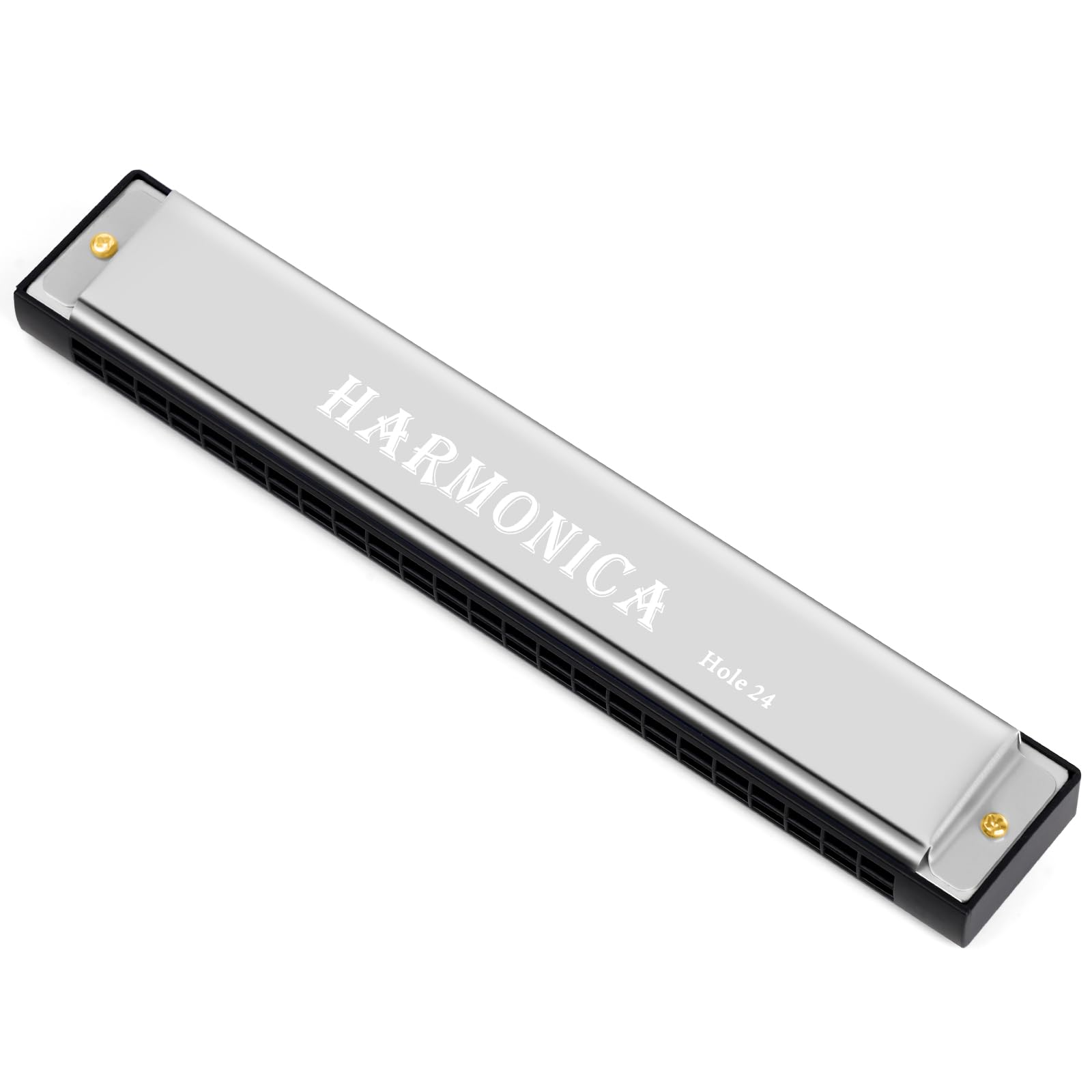 OFFCUP Vibraphone, 24 Holes Double Row Blues harp Diatonic Harmonica, Brass Core Harmonica Key of C Mouth Organ 20 Tunes Perfect Music Gift for Beginner Adults Kids, Mini Vibraphone (Silver)