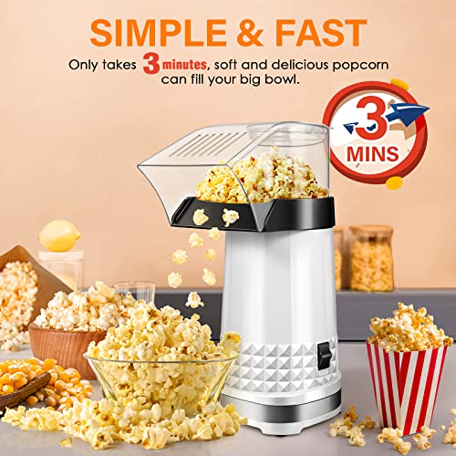 Popcorn Maker, Hot Air Popcorn Popper, 1200W Electric Popcorn Machine