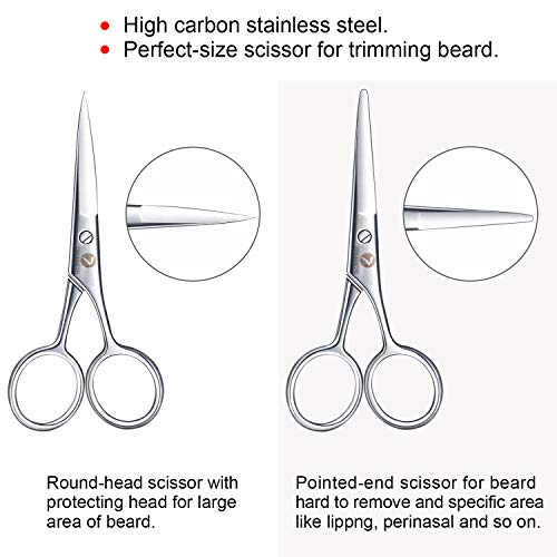 TecUnite 4 Pieces Beard Trimming Scissors Set, Grooming Scissors for Men and Mustache Beard Comb Beard Grooming Trim… - Image 3
