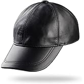 Real Genuine Sheepskin Leather Baseball Cap Hat Sports Visor Black