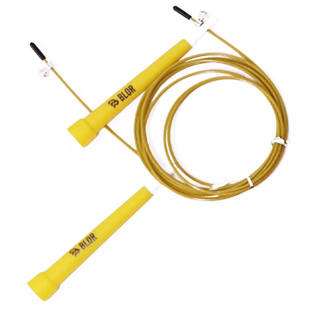 BLOR Skipping Rope Speed Rope with Adjustable Length and Ergonomic Non-Slip Handles for Fitness Loss Boxing Crossfit Training Home Gym Portable Bag (Yellow)