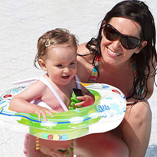 TSYAN Inflatable Baby Swimming Pool Float Ring with Safely Seat Double Airbag Swim Bath Water Toys Beach for Swim Training Kids Toddler Boys Girls Baby (Blue) - Thumbnail 4