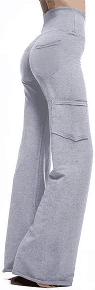 Yoga Pants for Women,Exercise Running Pants,,Elastic Waist Button Pockets FitnessYoga Pants with Pockets high Waist Long Yoga Pants Soft Workout, Quick Drying Tummy Control Exercise Pants