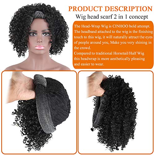 CINHOO-Afro-Kinky-Curly-Wigs-with-Headwrap-synthetic-fiber-Jerry-Curly-Afro-Puff-with-The-Cobalt-Silver-Cotton-Headband-Turban-Curly-Wave-Drawstring-Ponytail-2-in-1-Headband-Wig-for-Black-Women1B