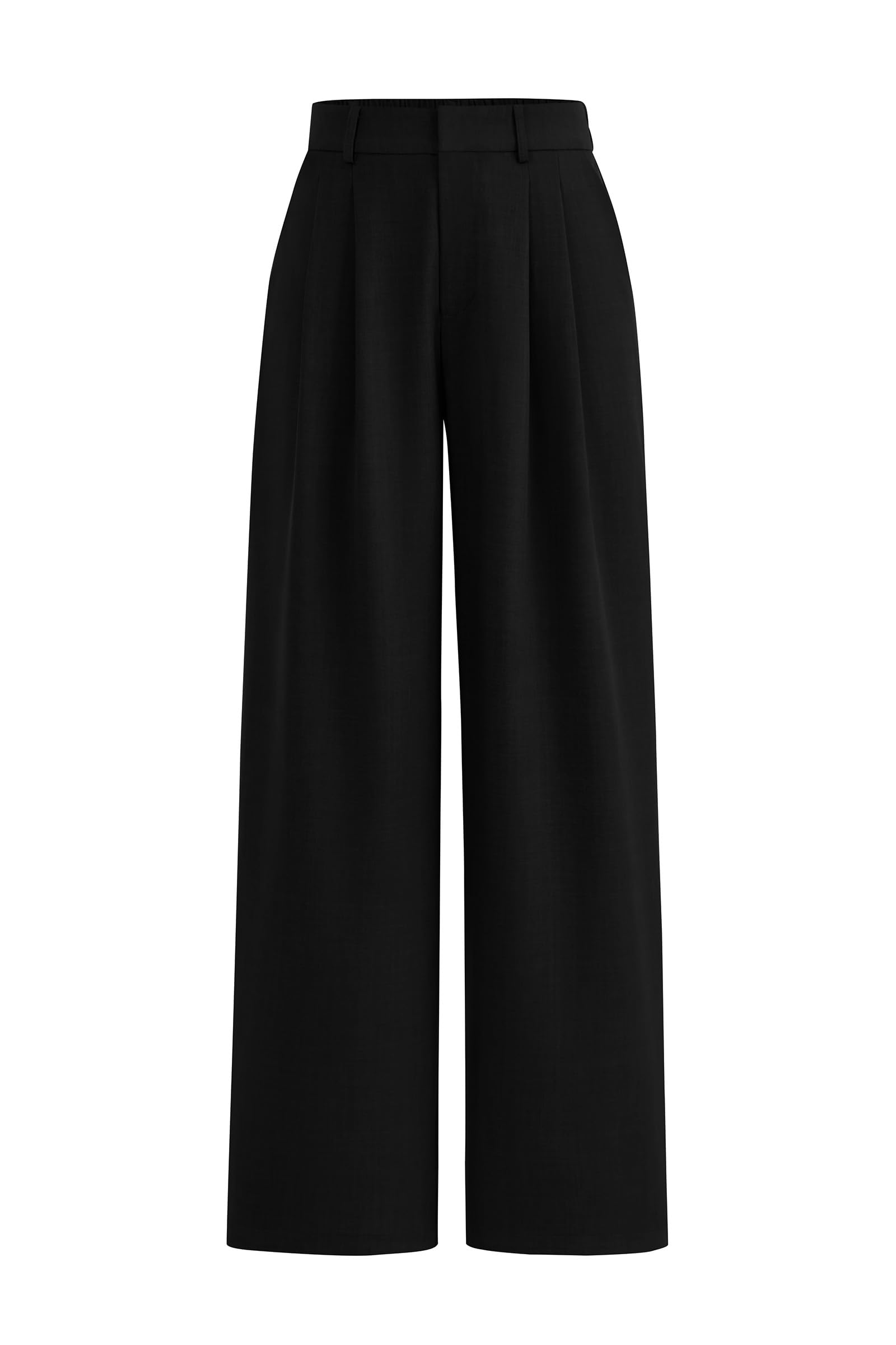 Photo 1 of (X-LARGE) (BAGGEED) PRETTYGARDEN Women's Summer Work Pants Elastic High Waisted Straight Leg Business Casual Dressy Trousers Slacks with Pockets (Black,X-Large)