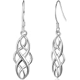 925 Sterling Silver Celtic Knot Braided Promise Statement Party Drop Earrings (Silver)