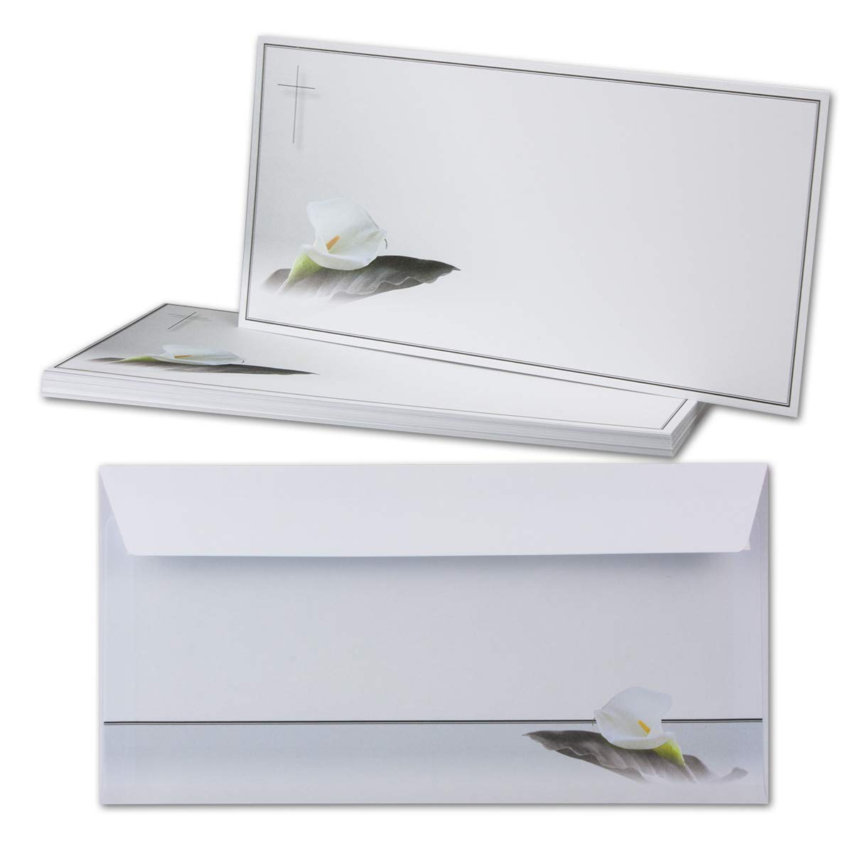 Mourning Papers by GUSTAV NEUSER 15x Mourning Cards Set with Envelope DIN LANG Motif Mourning Flower Thank You Cards Mourning Without Window Dignified Condolence Card