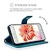 iPhone 6 Case, iPhone 6S Case, YOKIRIN Premium Soft PU Leather Notebook Wallet Cover Embossed Flower Butterfly with Wrist Strap Stand Function Card Holder and ID Slot Flip Folio Protective Skin, Blue