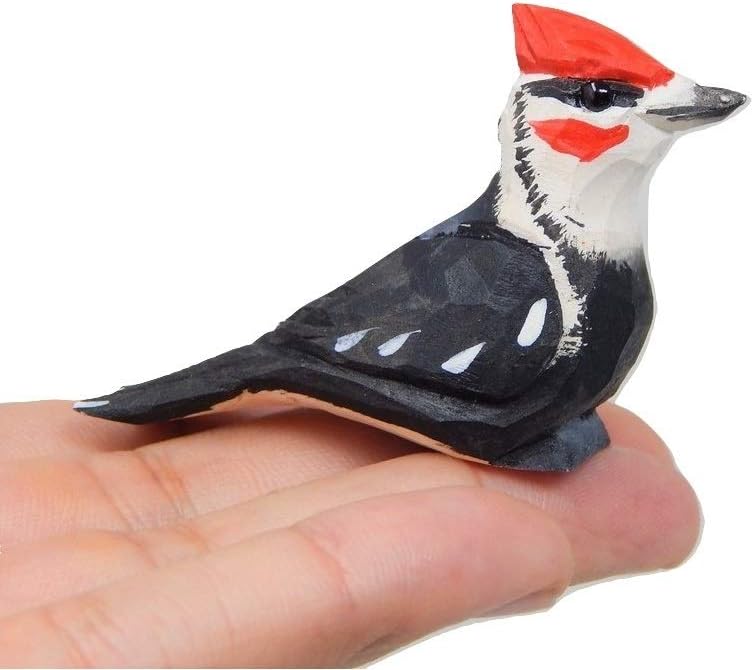 Woodpecker - Wood Figurine Pileated Forest Common Woodland Pecker Sapsucker Miniature Handmade Bird Art Craft Carve Small Animal Collectible
