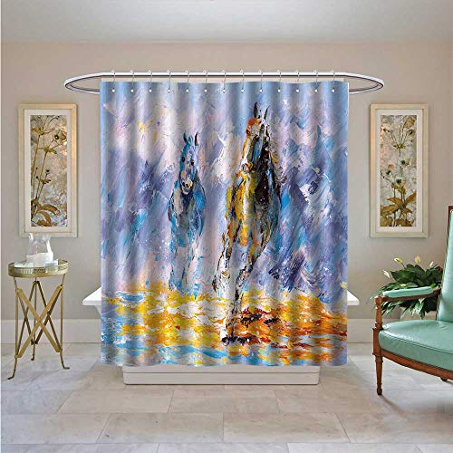 Luvoluxhome Shower Curtains Sets Bathroom Oil Paint Runn Horse