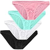 Adorneve Men Briefs Breathable Ice Silk Triangle Bikinis 4-packs Mix, Assorted, Large