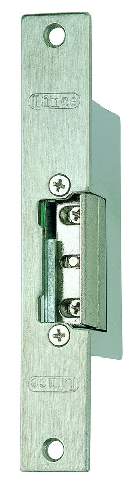 LINCE Short Reversible 12V Release Electric Strike,Caretaker Function,for Heavy use Doors,Equipped with a Lever to Lock or Unlock