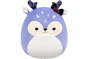 Squishmallows Original 14in Binoche The Purple Fawn with Plaid Antlers and Bow – Official Jazwares Plush (Large)