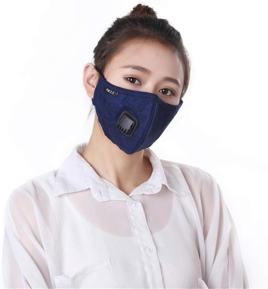 d1HhgJ Lovers U Pm2.5 Leather Respirator Anti-Haze Masks Pure Color Dustproof Masks Navy