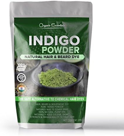 Organic Essentials Indigo Powder For Hair & Beard Dye - Black (250 Grams)