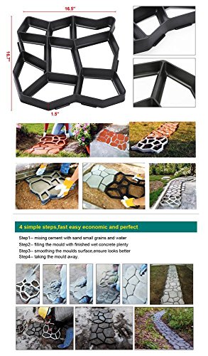go2buy 2 Pack Plastic Pathmate Walk Way Paver Concrete Stone Mould Paving Mold Black, 16.7 x 16.5 x 1.5'' - Thumbnail 6