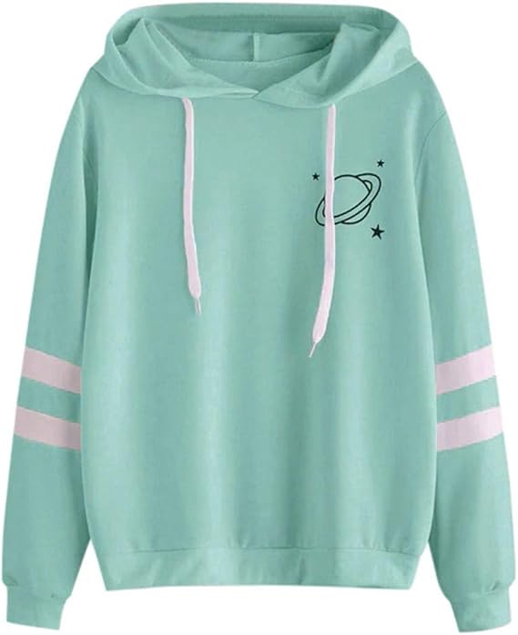 Amazon Ruji ルジ パーカー レディース 春秋服 プルオーバー スウェットパーカー 惑星 フード付き トレーナー 長袖 トップス ポケット付き アメカジ ストリート カジュアル フーディー 体型カバー ゆったり ダンス 衣装 ヒップホップ 薄手 お揃い トレーナー