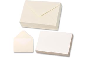 KEKETER 50 Sets Cream Mini Envelopes with Blank Gift Cards, Business & Note Cards - Wedding Invitation, Graduation, Holiday Pocket Envelopes 4x2.75" Bulk for Party Favors & Scrapbooking