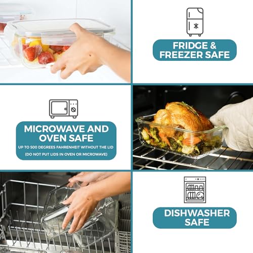Razab 35 PC Glass Containers Food Storage with Lids - Reusable Glass Meal Prep Containers for Lunch and Leftovers - Airtight & Leakproof Snap Locking Lids - Oven, Freezer, Microwave, Dishwasher Safe