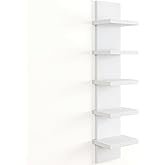 Fun Memories 5 Tier Wall Shelf Unit, White Floating Shelves for Storage - Vertical Column Tower Design, Lack Wall Shelf Space
