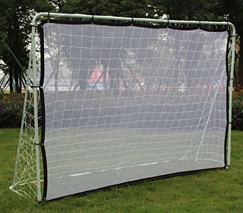 KLB Sport 7' x 5' Steel 3 in 1 Soccer Goal Targets with Rebounder Training Net and Carry Bag (Black Target)