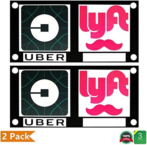 UBER Sign Removable Logo Decal sticker 2 Pack New Uber Lyft Logo Laminated with Bigger Size and 8 Strongger Suction Cups