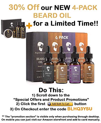 Beard Grooming kit for Men Care - Unscented Beard Oil, Beard Shampoo Wash, Beard Conditioner Softener, Beard Balm Leave in Wax Butter - Styling Shaping & Growth Mustache Gift Set - Thumbnail 2