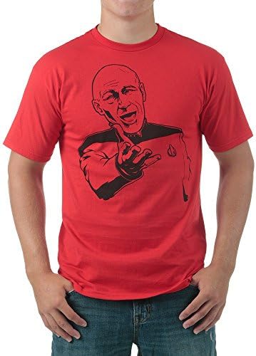 Men's Star Trek The Next Generation T Shirts w/The Starship Enterprise, Jean Luc Picard Meme, and Captain Riker (X-Large, Star Trek Jean Luc Picard Come On Meme Funny Star Trek T shirt)