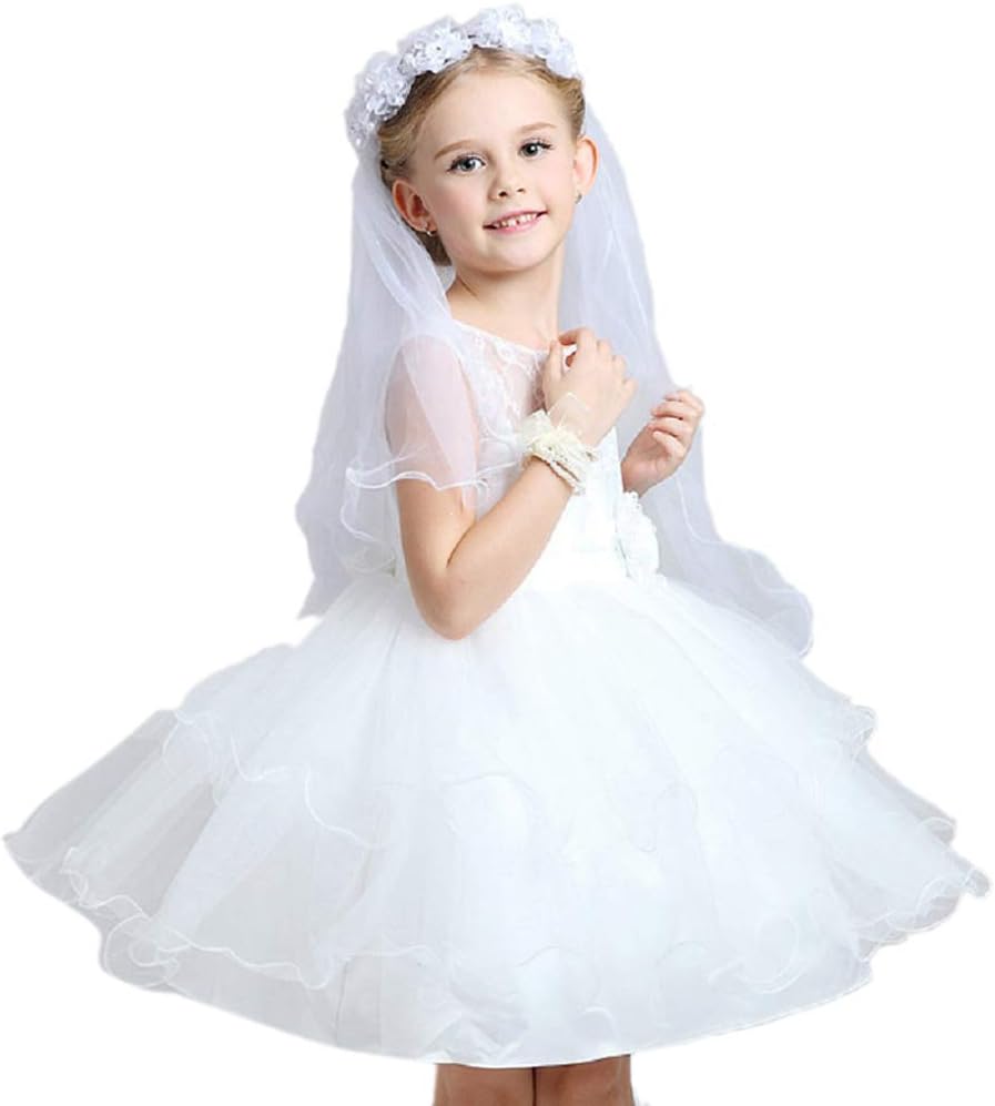 Eliffete2018 Flower Girls 2T First Communion Veil Floral Wreath Veil with Pearl