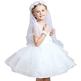 Eliffete2018 Flower Girls 2T First Communion Veil Floral Wreath Veil with Pearl