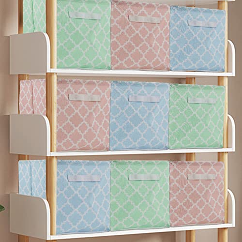 11x11x11 Cube Storage Bin Baskets, Collapsible Canvas Nursery Baskets with Handles, Cube Fabric Storage Boxes for Kids\' Toy, Laundry, Clothing, Books, 6 Pack, Multicolor