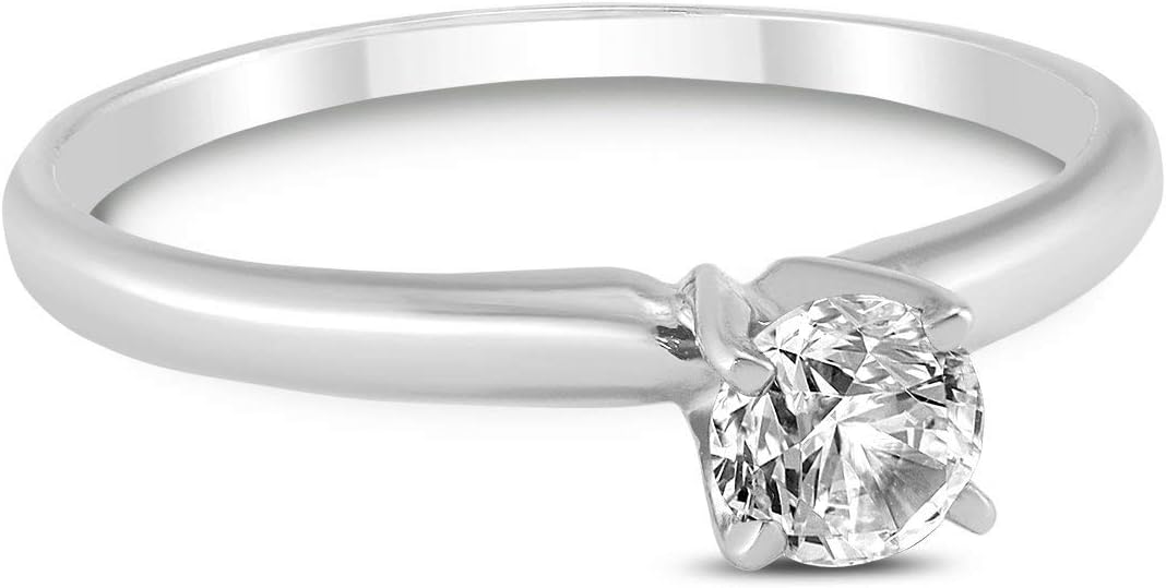 Round Diamond Solitaire Ring in 14K White Gold