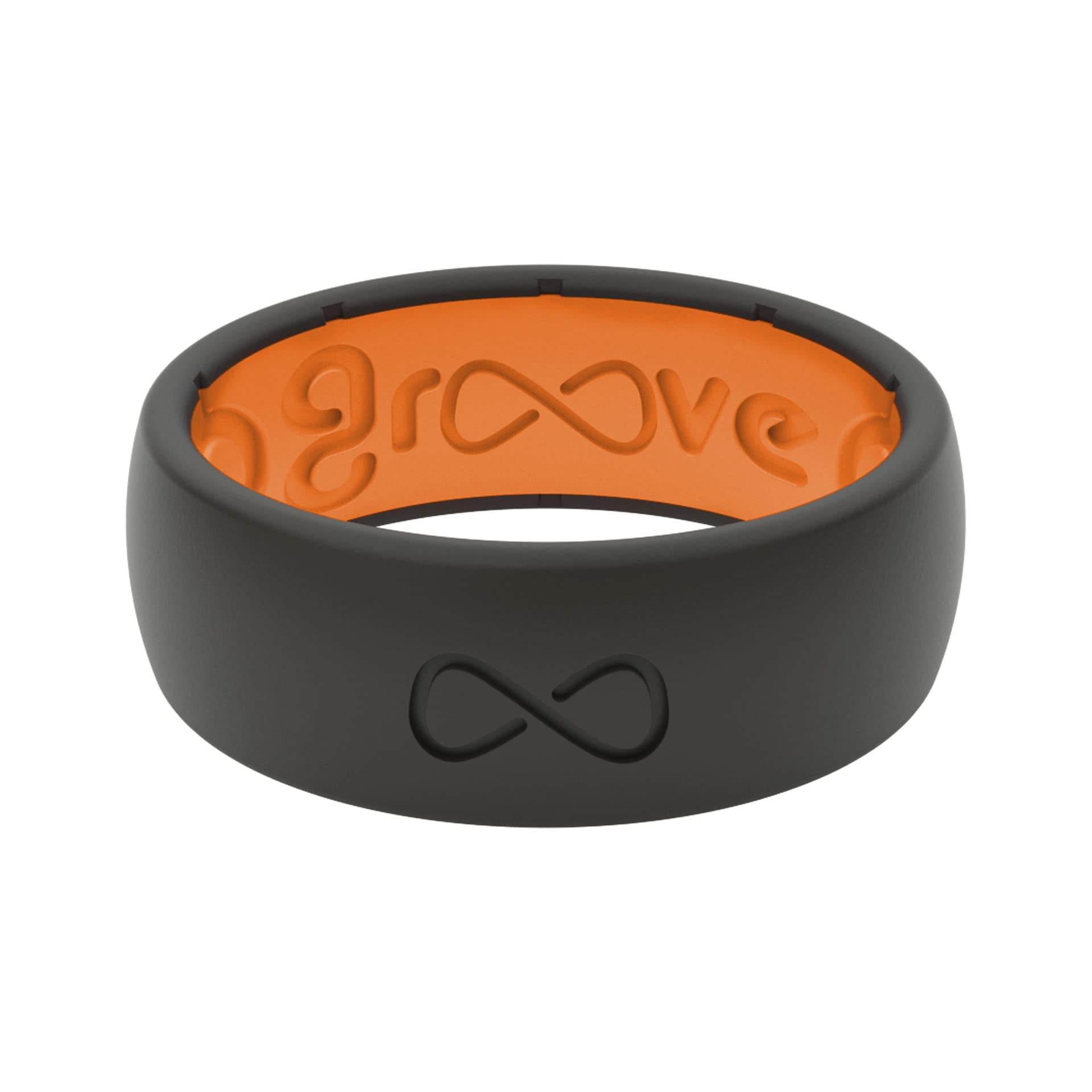 Groove Life Solid Black/Orange Ring Breathable Silicone Wedding
