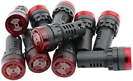 22mm DC 12V Red LED Flashing Buzzer Pilot Panel Indicator Light