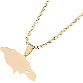 Silver Stainless Steel Jamaica Map Pendant Necklaces Jewellery Heart Jamaican Map Jewelry